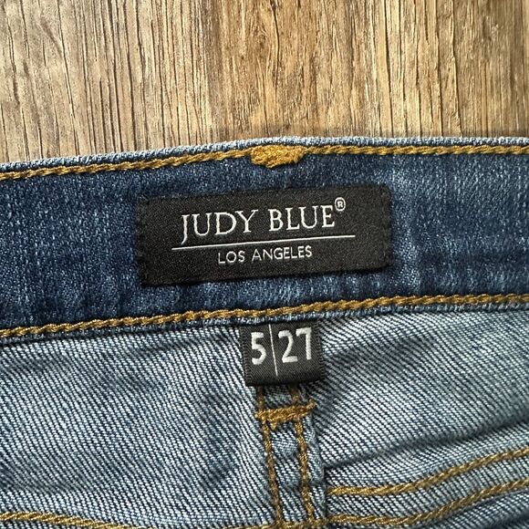 Judy Blue Skinny Fit Jeans 5/27 Dark Wash Distressed  Denim - Picture 2 of 3